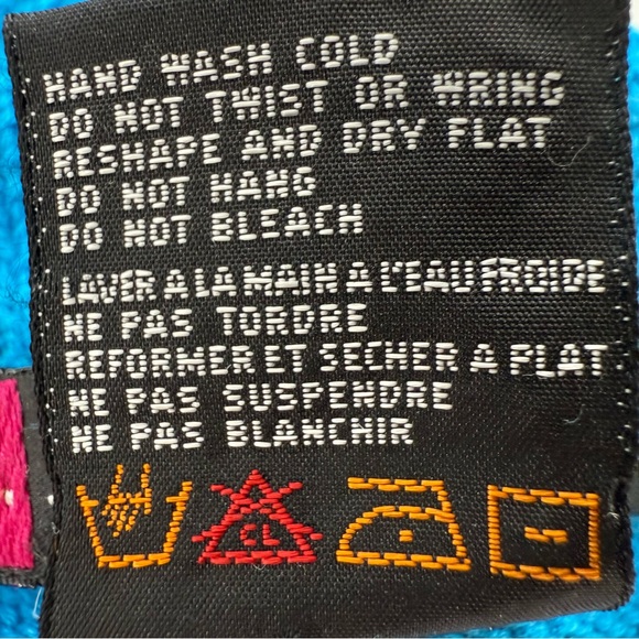 Vintage 80s/90s? I.B. Diffusion cotton blend funky blue mock neck sweater size M - Picture 5 of 14